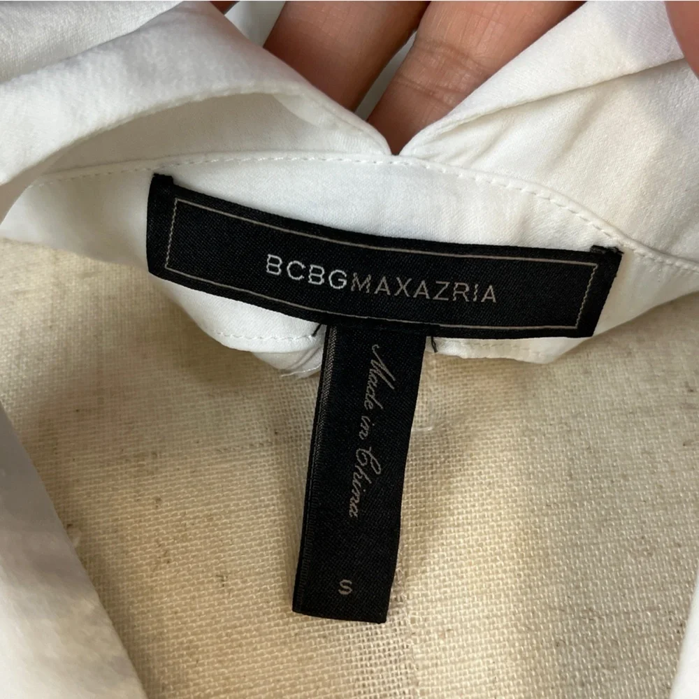 BCBGMaxAzria Irene Cut Out Halter Top Blouse. Black White Size Small #1273 - Picture 8 of 9